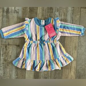NWT RuffleButts Colorful Striped Baby Sweatshirt Dress